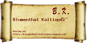 Blumenthal Kalliopé névjegykártya